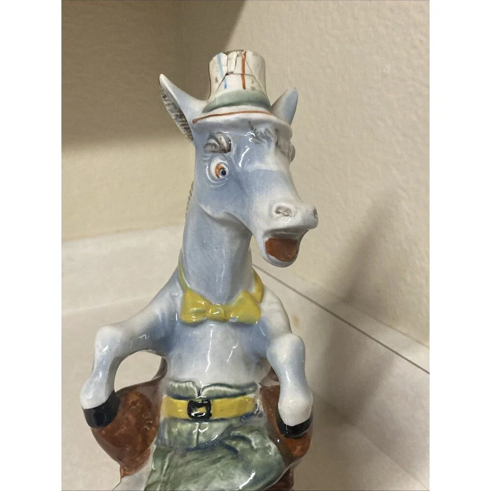 VINTAGE DONKEY WINE DECANTER HAND PAINTED ITALY